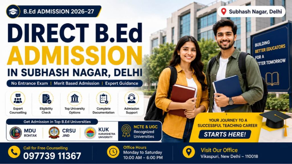 B.Ed Admission in Subhash Nagar, Delhi
