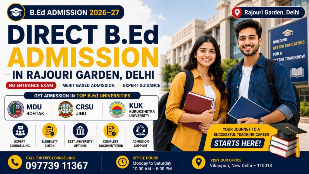 Direct B.Ed Admission in Rajouri Garden, Delhi